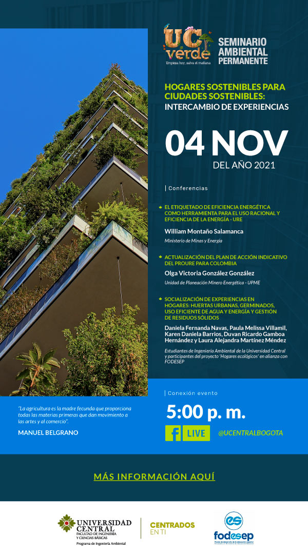 Afiche del Seminario Ambiental Permanente - noviembre 2021